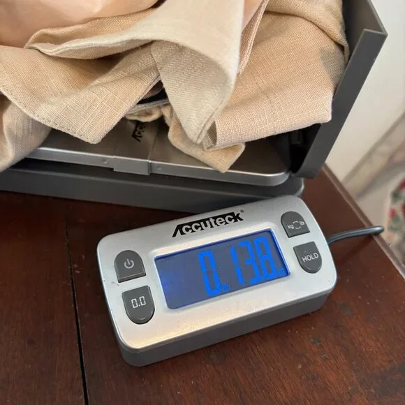 Mina Self Flax Linen Blend Blazer Beige Business Casual L Ruched Sleeve 18995 - Picture 12 of 12